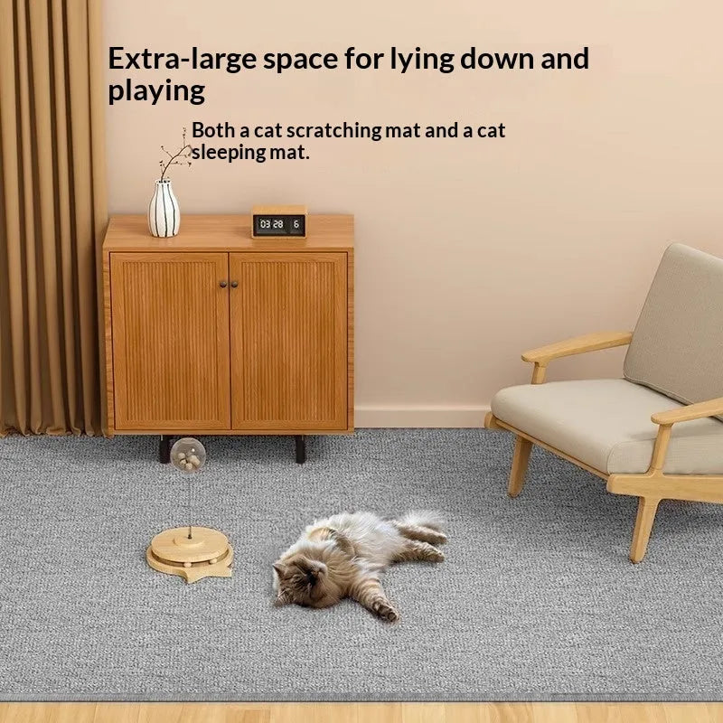 Cloth sisal pet-proof rug in gray for living room, suitable for cats, available in multiple sizes