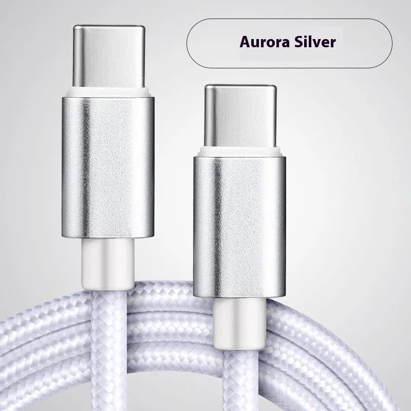 Typec phone fast charge data cable nylon woven 60W Type-C USB C black blue gold pink purple red white