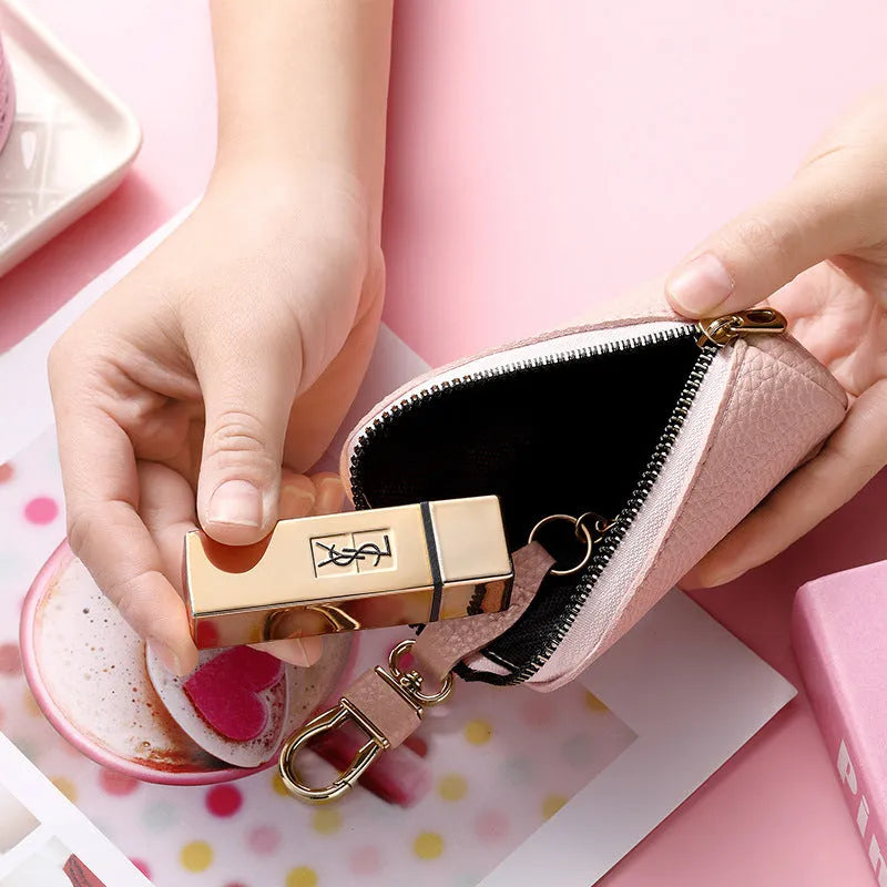 Waterproof black PU key case with zipper closure for key storage