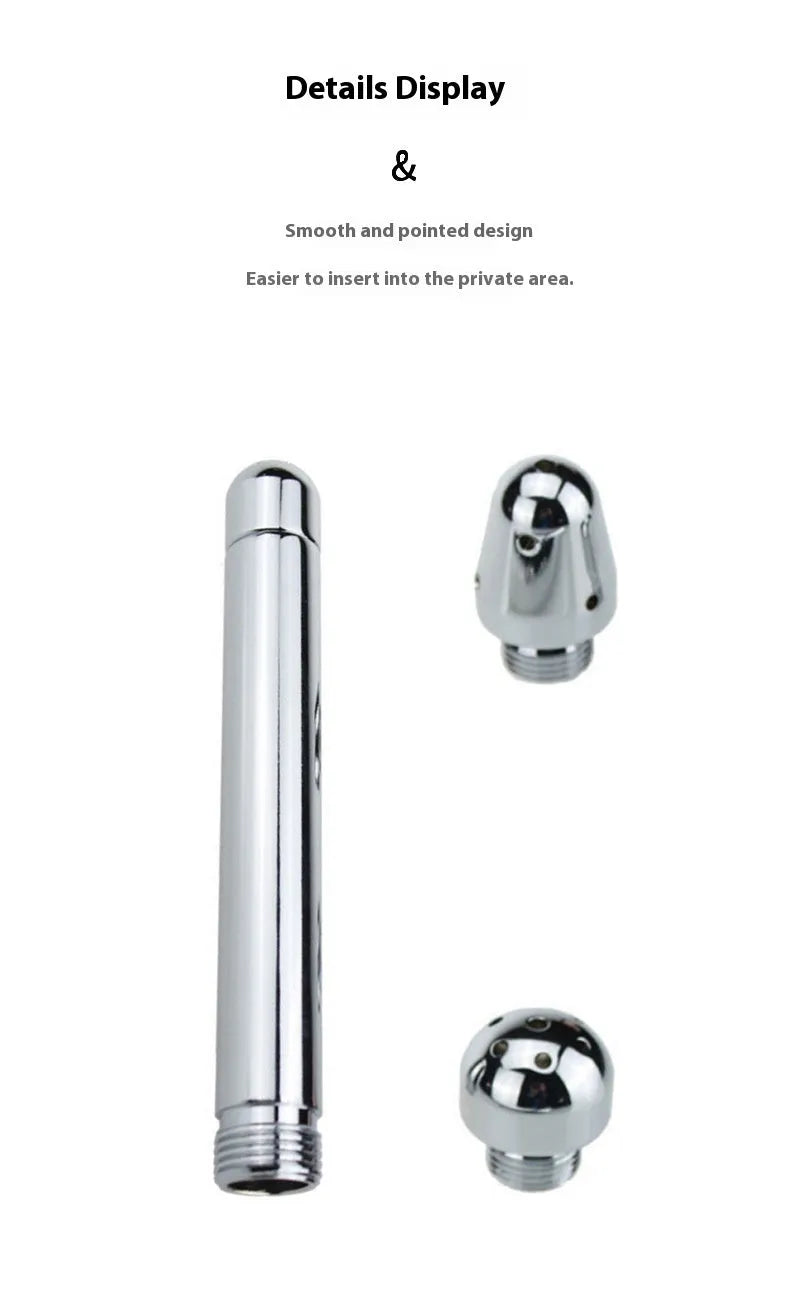 Three-head metal enema vaginal cleaning flusher with flannel bag in space aluminium alloy