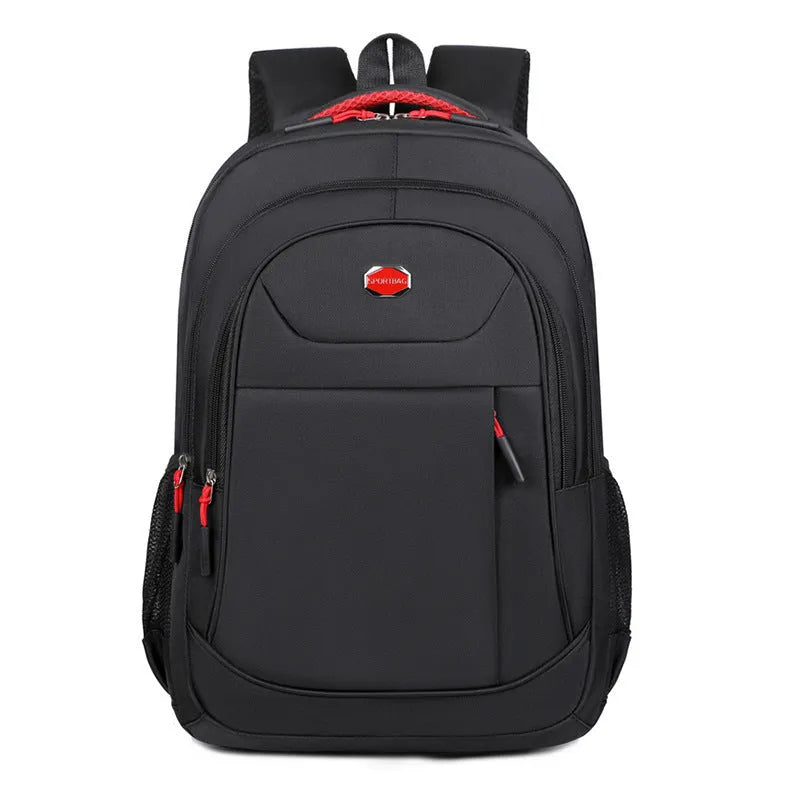 Oxford cloth business backpack with curved shoulder straps in black, blue, green, or red colour options