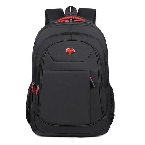 Oxford cloth business backpack with curved shoulder straps in black, blue, green, or red colour options