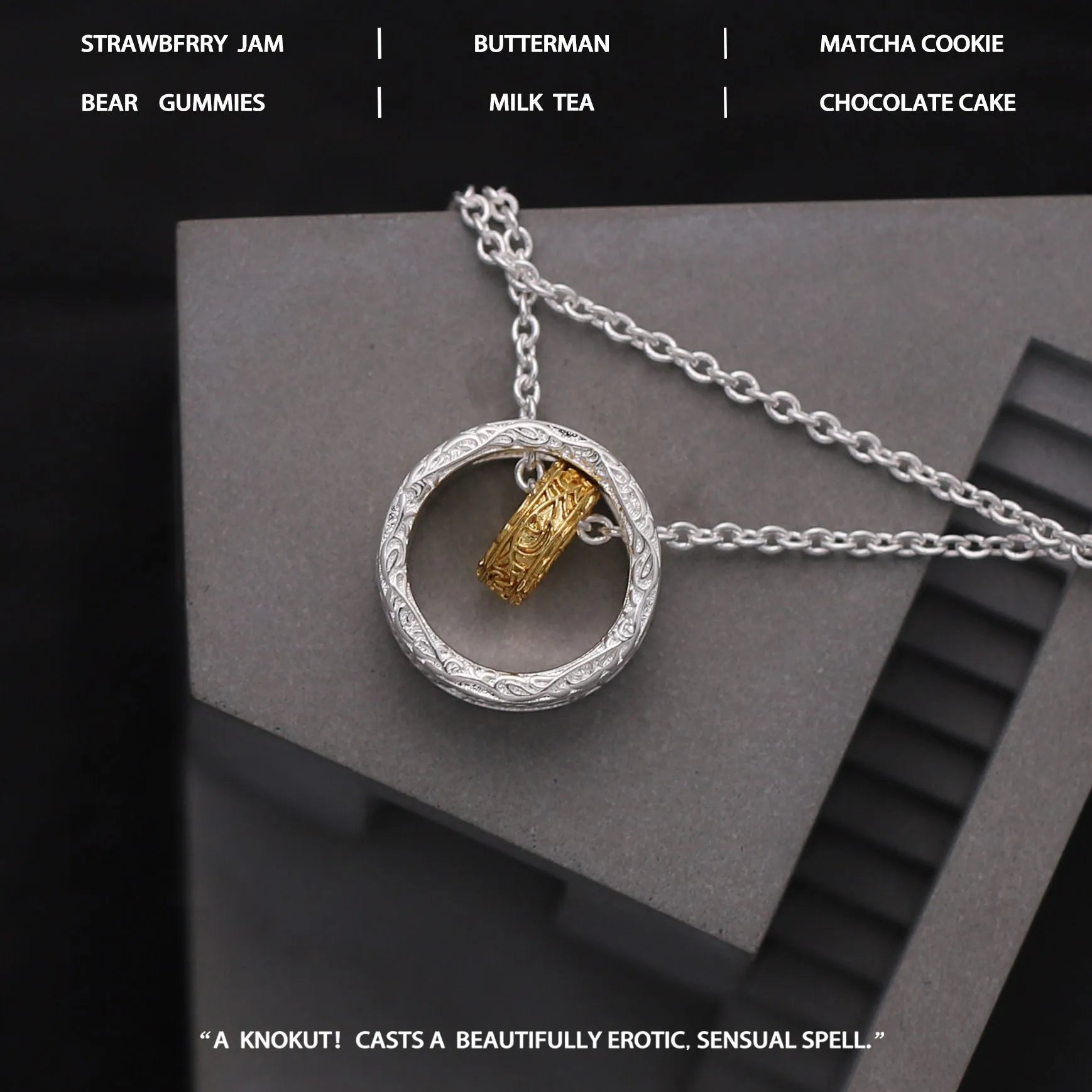 Textured gold and silver copper nested necklace with round and ring geometric shapes