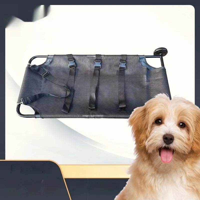 Large black foldable aluminium pet stretcher for emergency animal transport