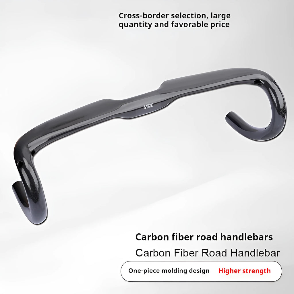 Carbon fibre road bicycle drop handlebar in Black Grey Silver UD pattern, shown in Matte and Bright finishes.
