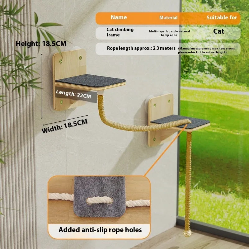 Space capsule suspended cat climbing frame with sisal scratching surfaces