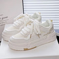 Children's beige board shoes with cross shoulder straps and thick rubber sole, front lace-up fastening
