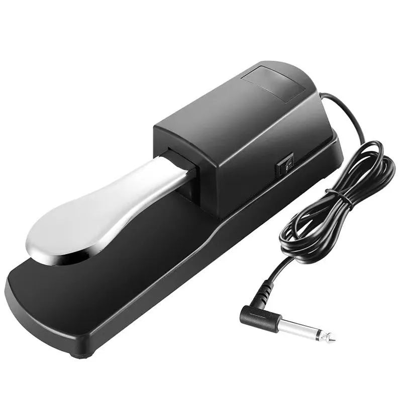 Black universal single leg sustain pedal for electronic keyboards with 6.35mm jack cable