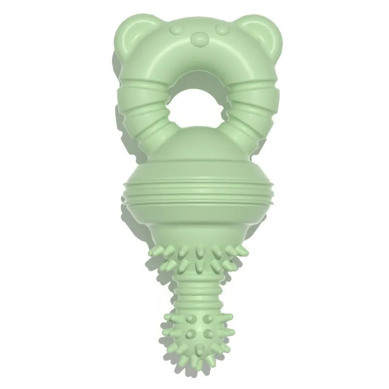 Blue molar-shaped rubber chew toy for dogs with concave-convex texture