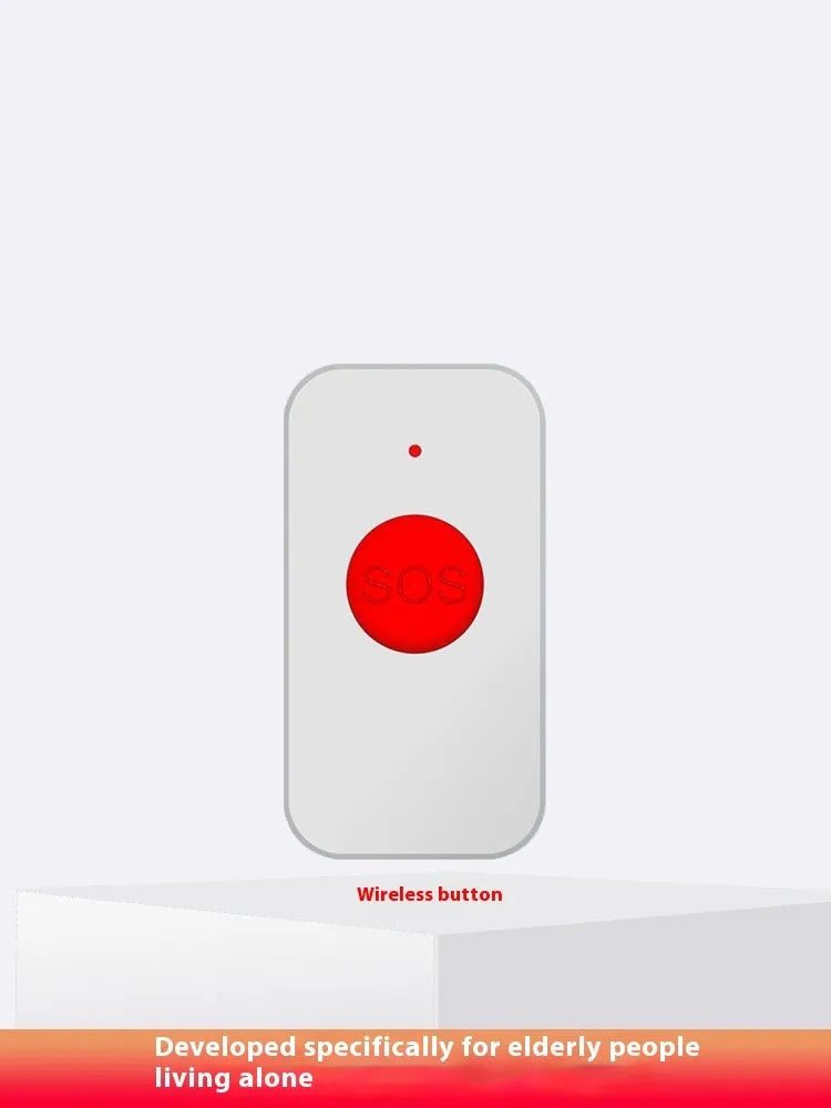 White emergency alert device with buzzer unit and three wireless emergency buttons