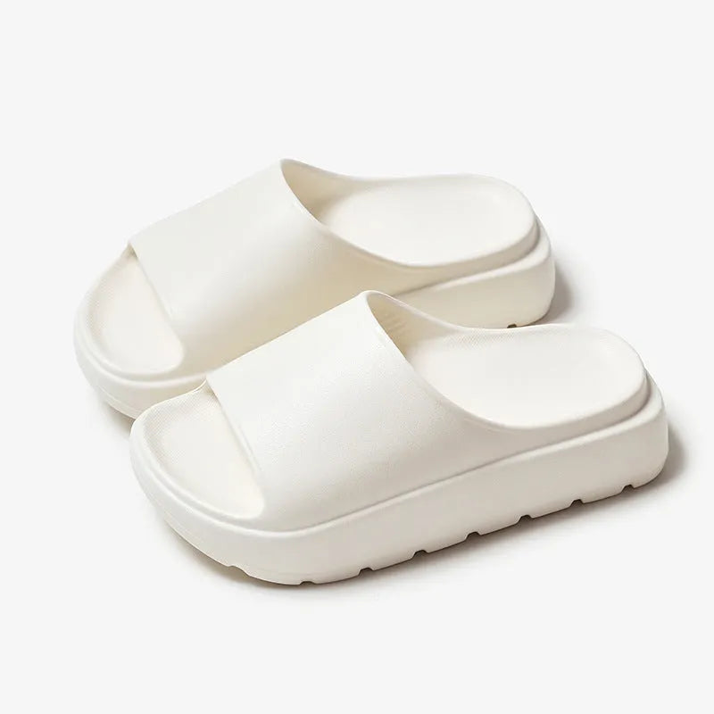 Women's fish mouth slippers with 5.5cm thick EVA sole in beige, black, khaki, or rose red.