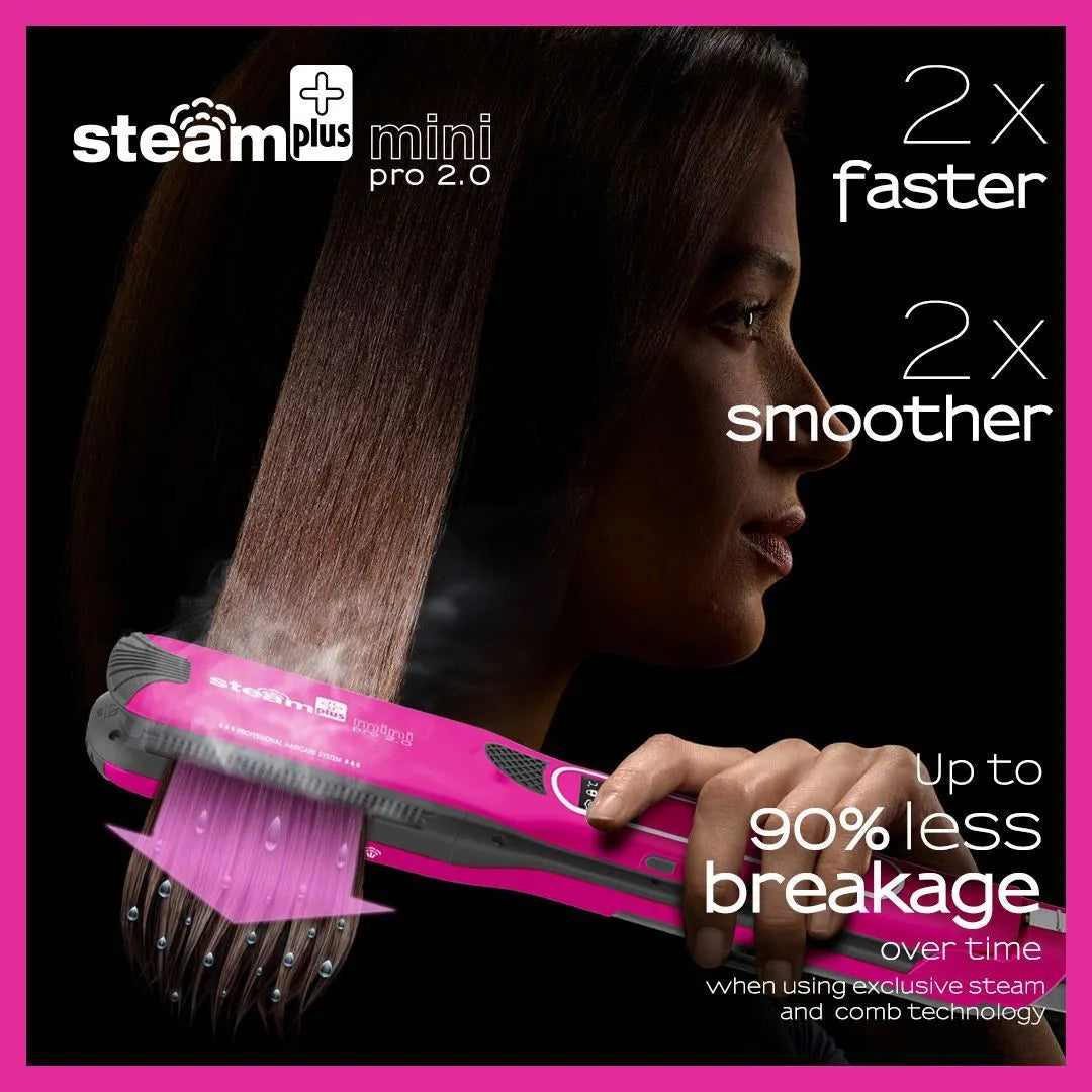 Mini steam splint spray hair straightener in purple, rose red, or champagne colour