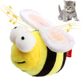 Yellow bee-shaped flannelette cat toy with motion-activated squeaking electronic components