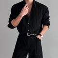 Casual long sleeve polyester shirt for teenagers in solid colour with wide textured finish and front pocket