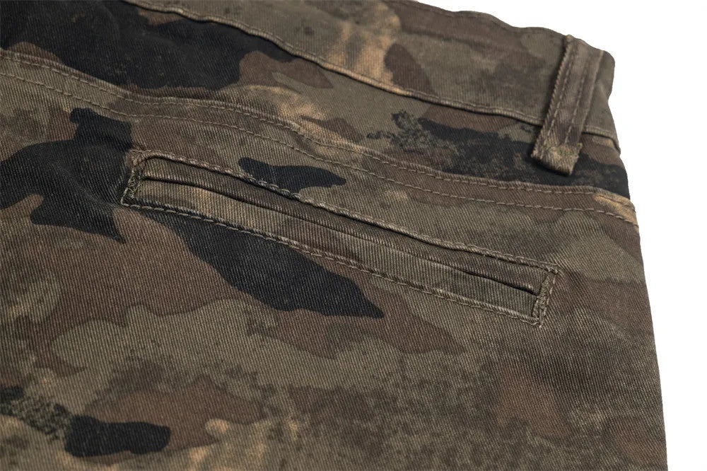 Men's camouflage denim trousers mid-waist casual work pants