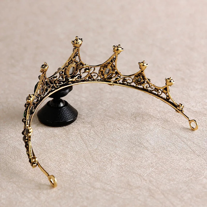 Baroque black alloy crown bridal headdress with electroplating 14x5x23cm