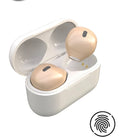 Invisible 9mm skin colour Bluetooth in-ear headset shown next to white and pink versions.