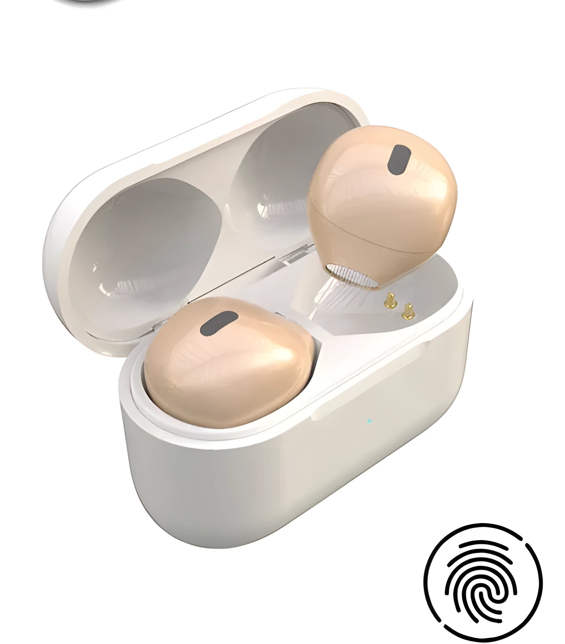 Invisible 9mm skin colour Bluetooth in-ear headset shown next to white and pink versions.