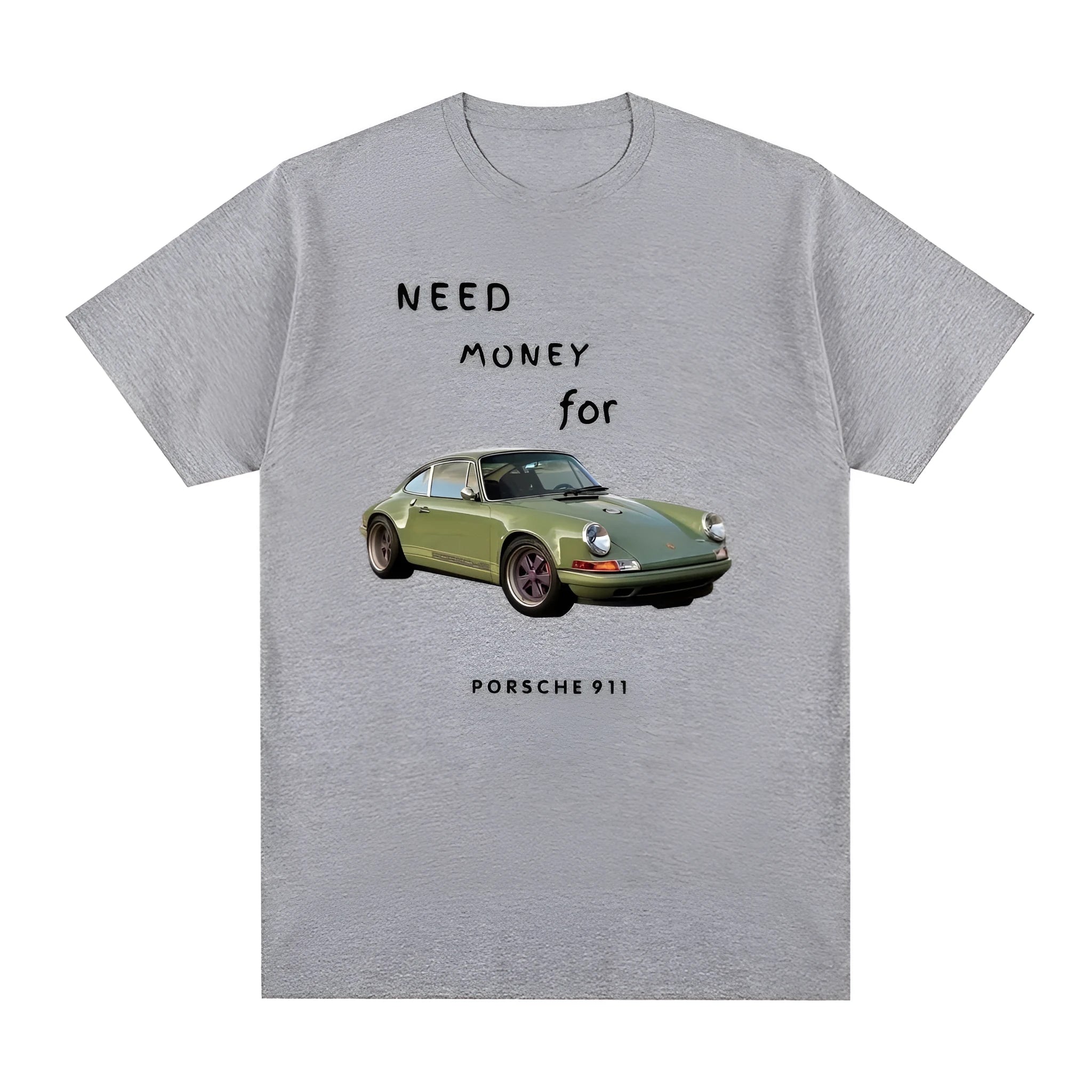Men's vintage style cotton T-shirt in gray, short sleeves, retro artistic design, sizes XS to 3XL