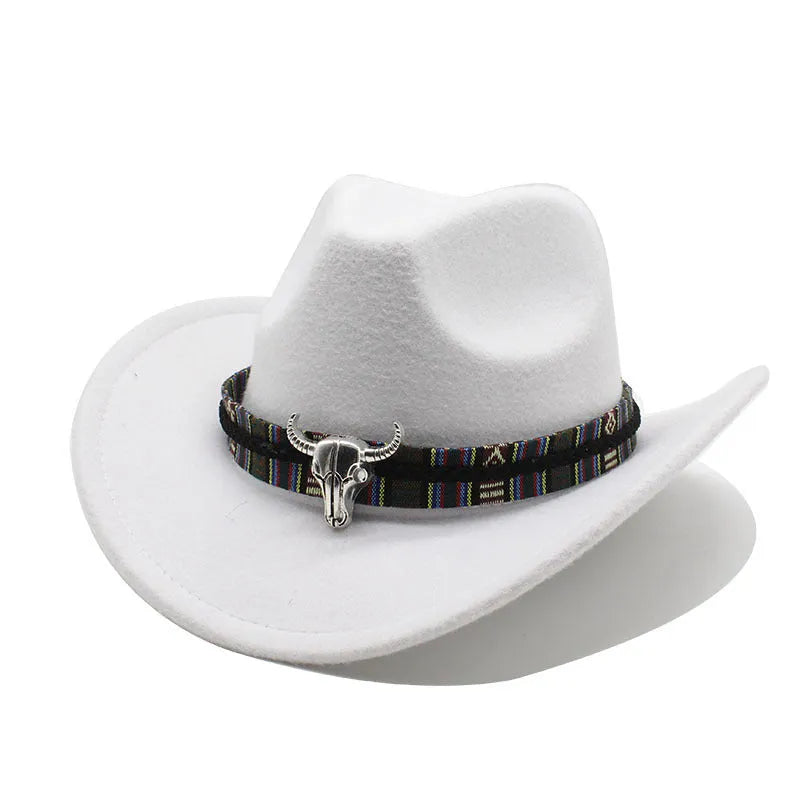 Western cowboy hat with bell crown in polyester fabric, shown in multiple colour options
