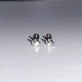 Niche quirky middle finger alloy screw clasp ear cartilage earring for women, vertical motif, bow shape, one pair