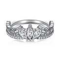Sterling silver crown fashion OL women's ring with electroplated finish in size No 7