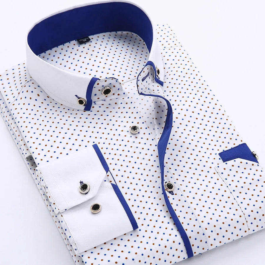 Men's slim fit cardigan top with dots pattern, long sleeves, in polyester fibre, size and colour options SH215-SH220