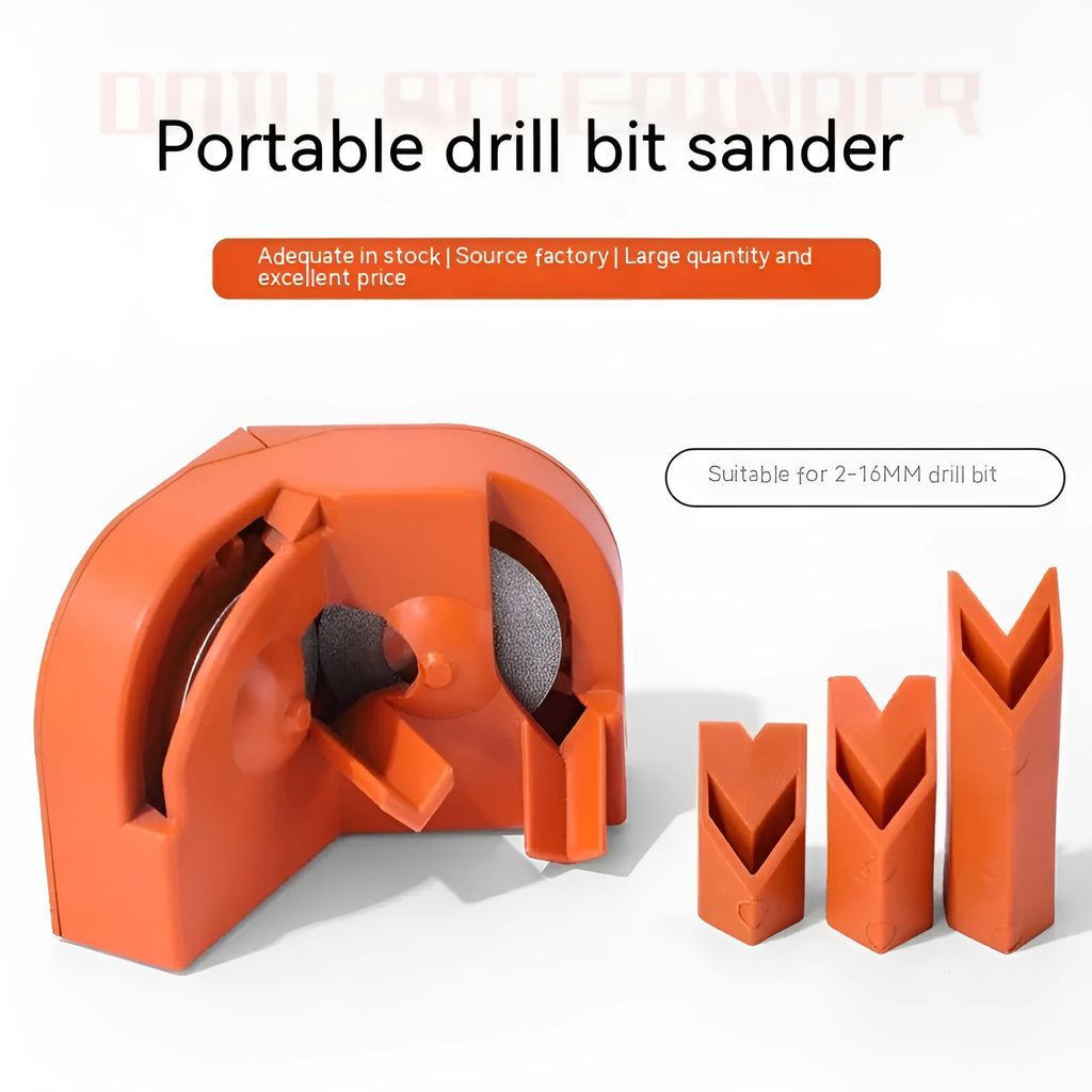 Portable universal grinding tool set with orange and black sander attachments and replacement grinding wheels.