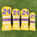 Set of four PU golf club head covers in a chosen colour for driver, fairway wood, UT iron, and Square putter.