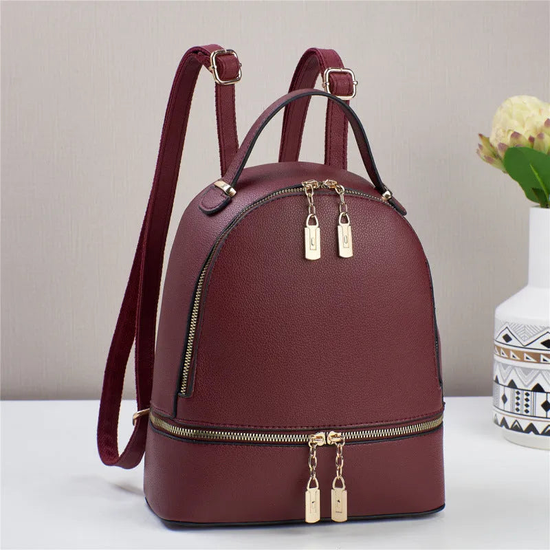 Soft leather large capacity PU travel bag 24x12x29cm in beige with sewing thread detail