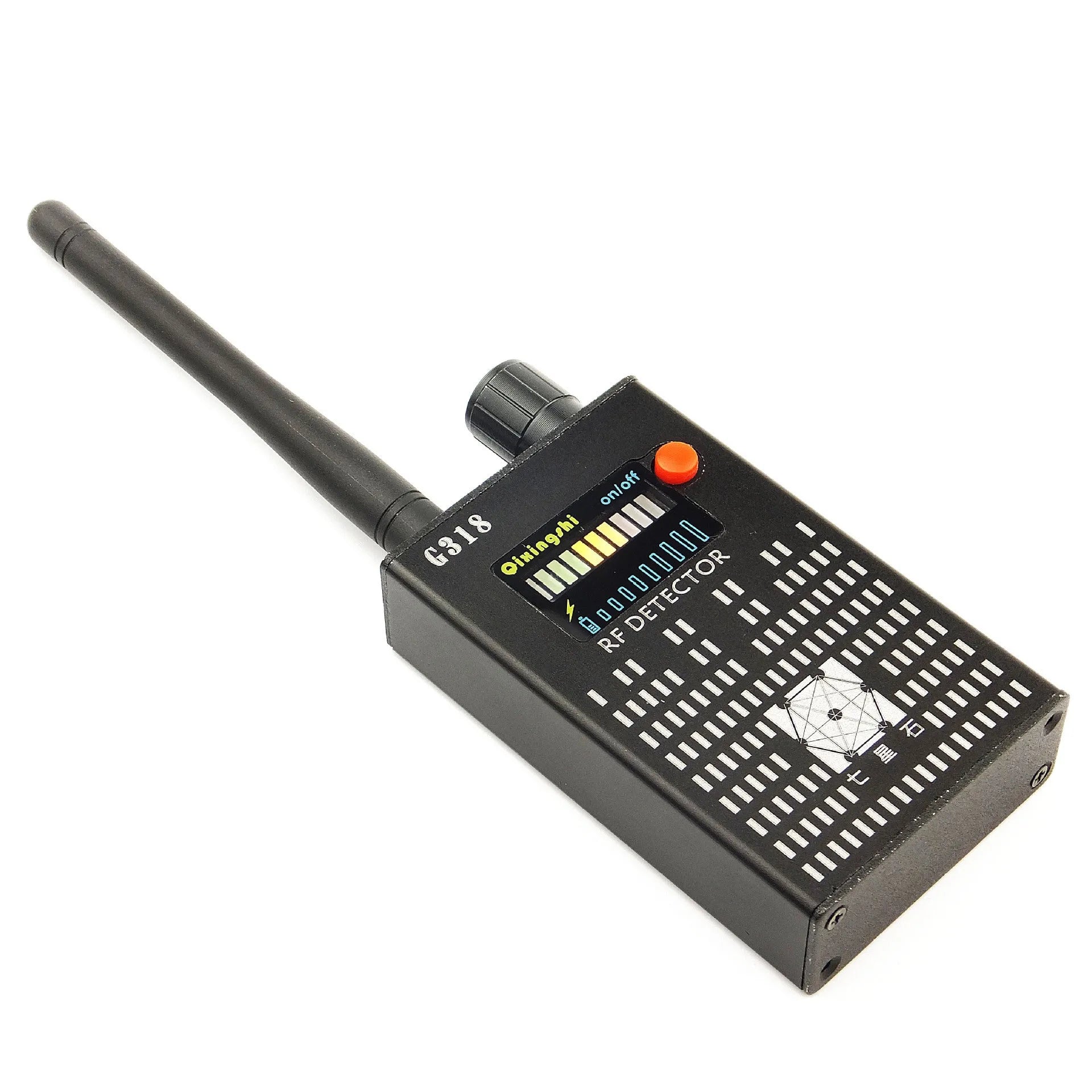 G318 professional anti-eavesdropping signal detector showing compact design for portable security scanning