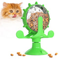 Interactive cat dog puzzle feeder toy with rotating spinner in blue green red yellow colours