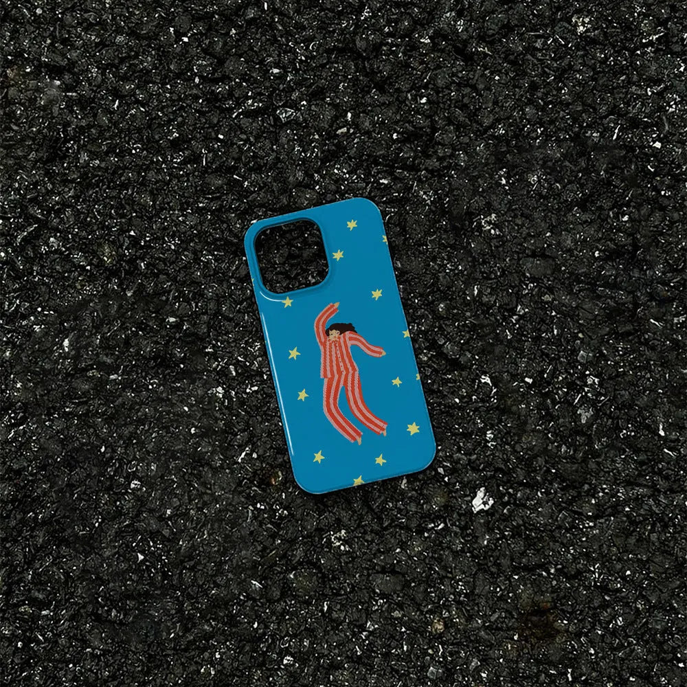 Feilin magnetic two-in-one phone case with funny cartoon illustration in blue frosted finish for iPhone