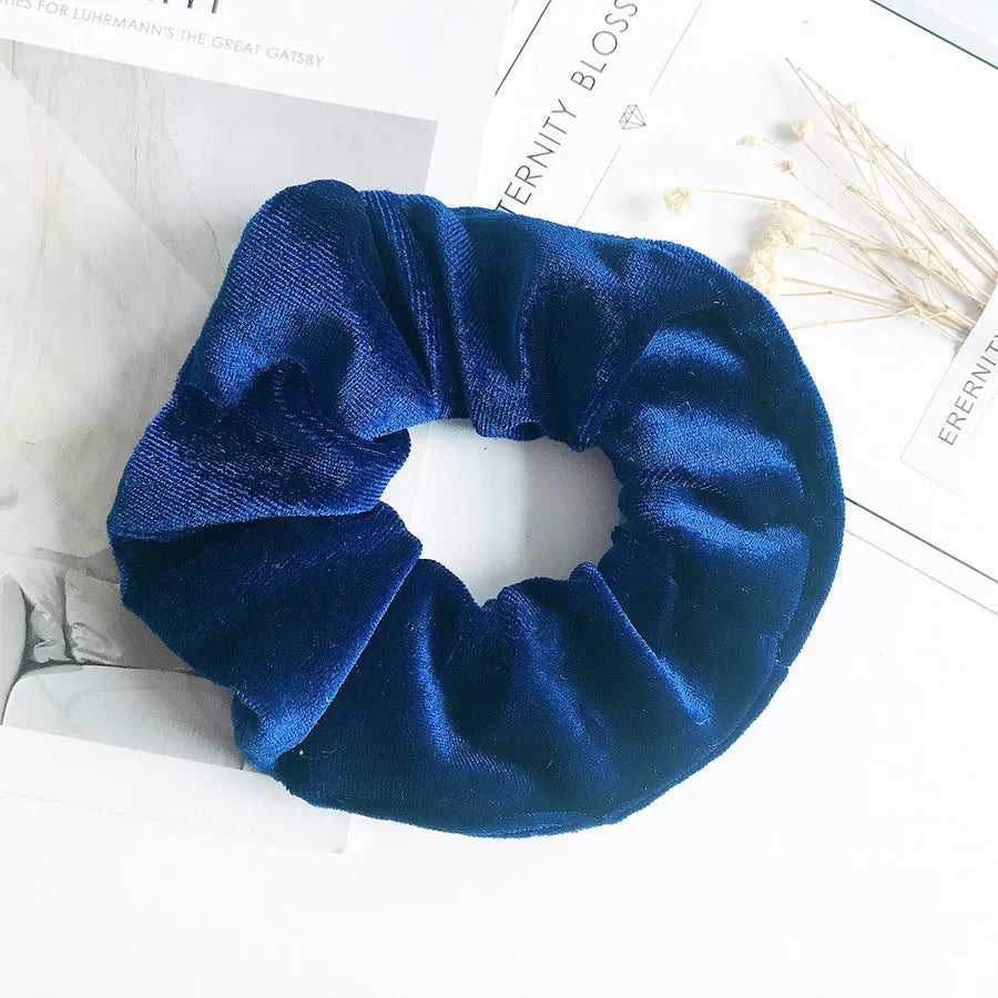 Flannel cloth hair tie for women – soft ponytail hair rope in multiple colour options including army green, black, camel, and wine red