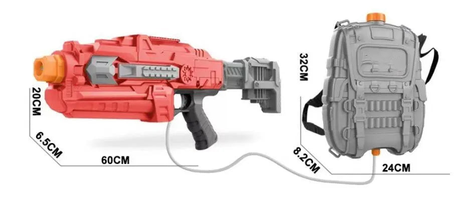 Automatic suction water gun electric toy with 4000ml red backpack and USB charging