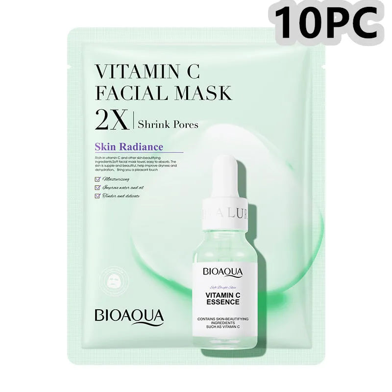 Single sheet of a white collagen face mask and a multi-pack box of 30g facial sheet masks.