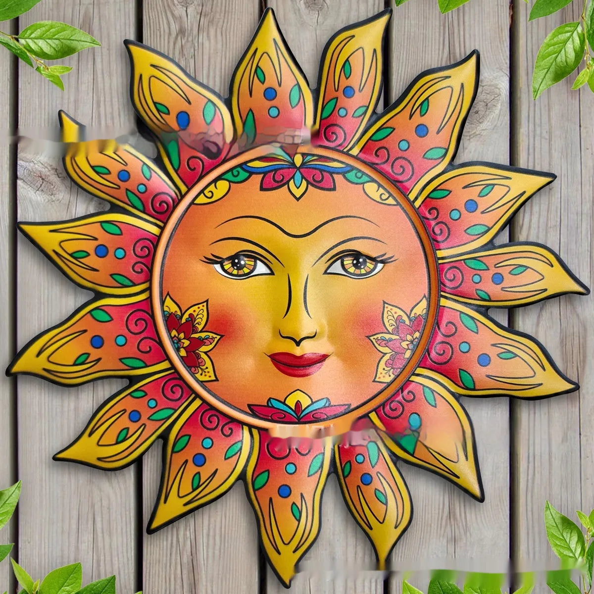 Iron sun face wall hanging with circular design and detailed metalwork for indoor decoration