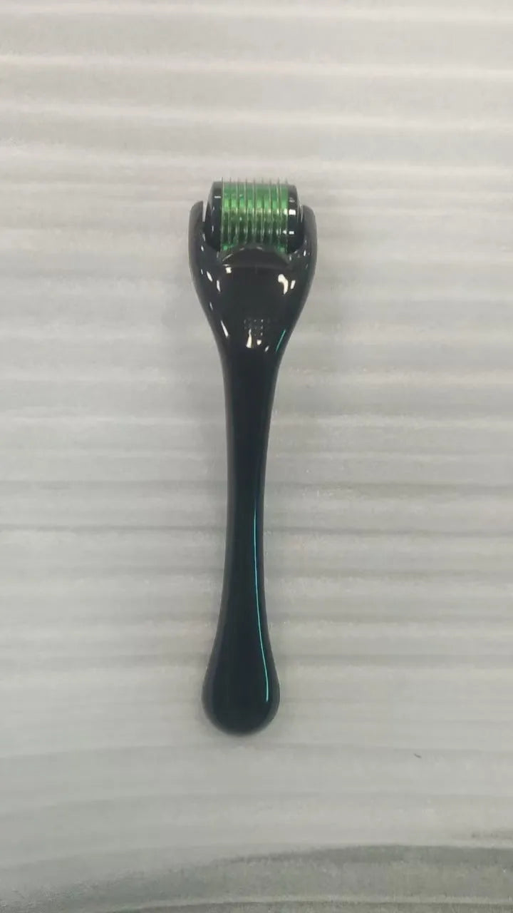 540 micro needle derma roller tool with black handle and purple wheel for 0.2mm 0.25mm 0.3mm cartridges.