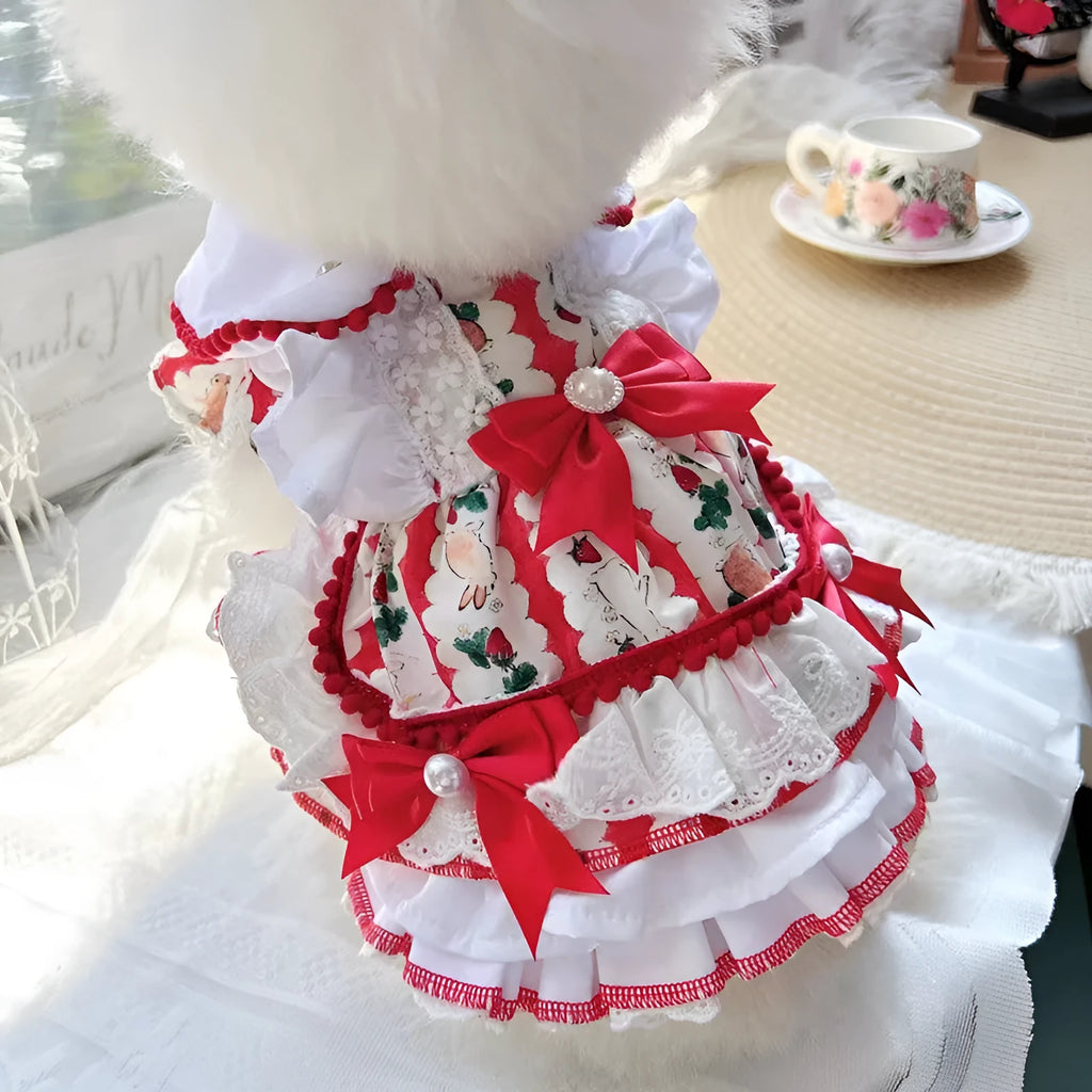 Rabbit skirt princess style polyester dress for small dog on white background