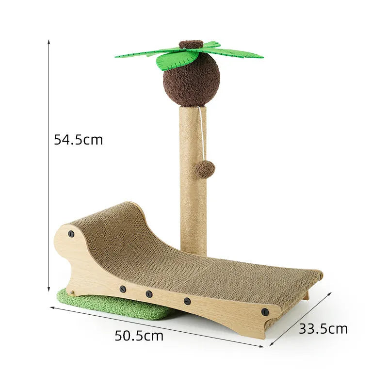 Wooden beach chair design cat climbing frame with hemp scratching mats and enclosed nest areas