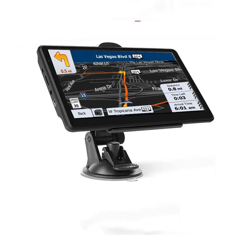 7 inch car GPS navigation device with touchscreen display on vehicle dashboard