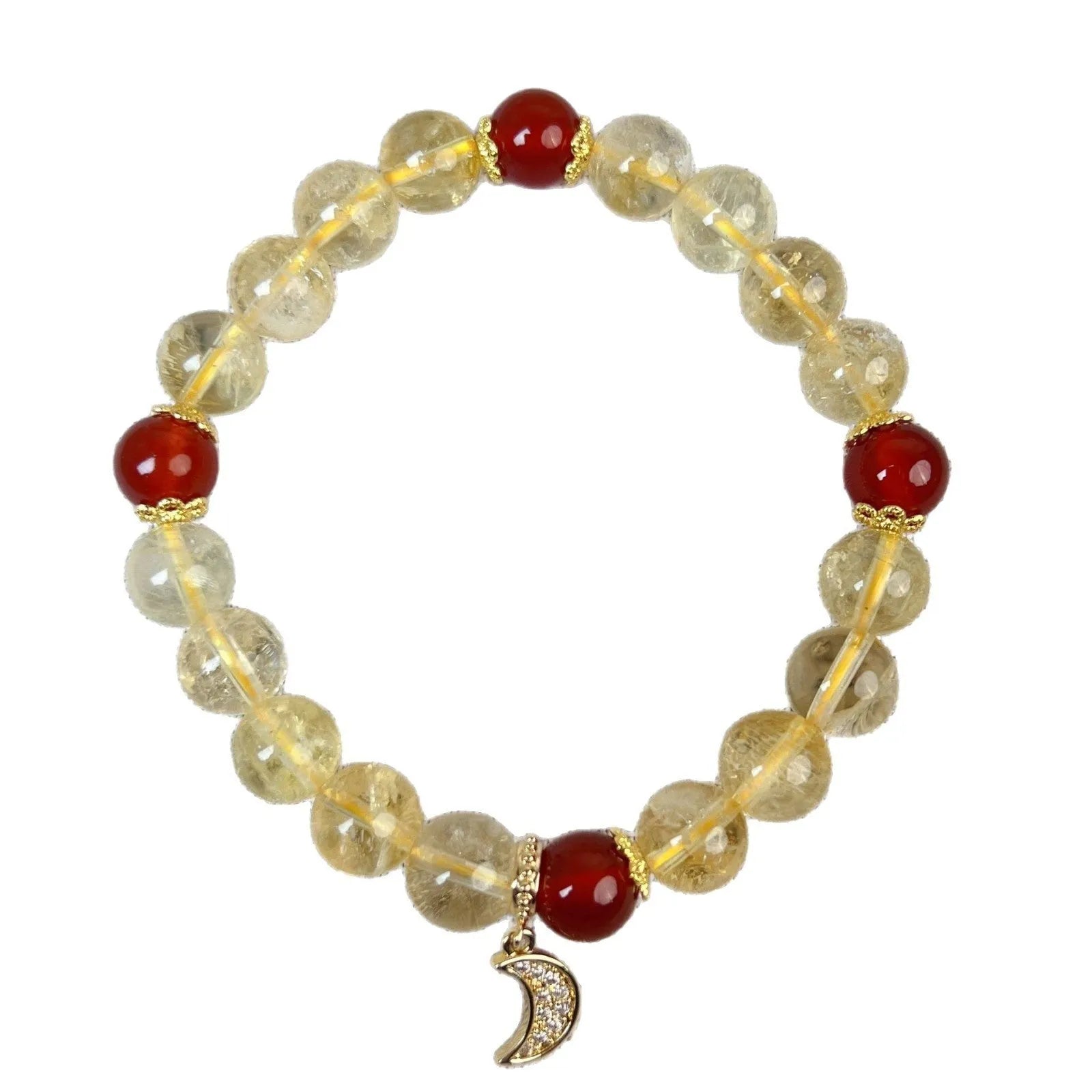 Handmade citrine crystal moon boom bracelet for women, niche style, natural stone accessory