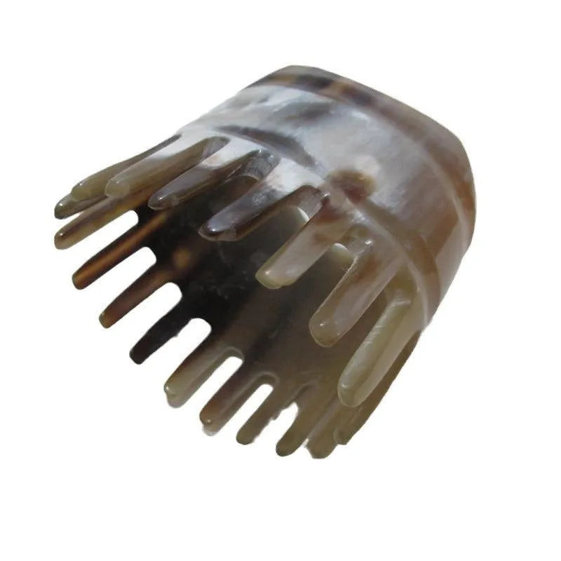White buffalo horn meridian massage comb with half shampoo wide teeth and pointed tip for traditional Chinese head therapy