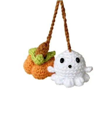Hand-woven polyester car hanging ornament in cartoon character design