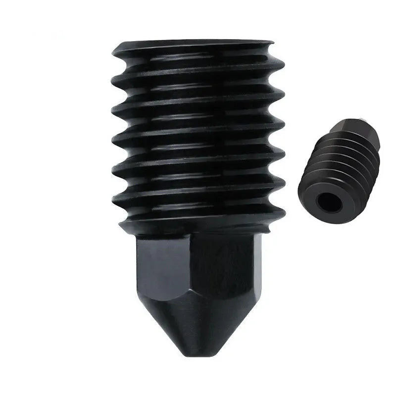Bambu Lab A1 Mini 3D printer hot end assembly with hardened steel nozzle and black silicone sleeve