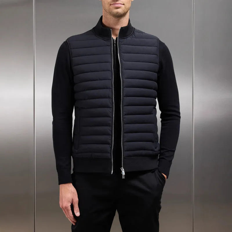 European and American down jacket vest in light stand collar style, corduroy fabric, available in black, light gray, navy blue, sizes M to XXXL