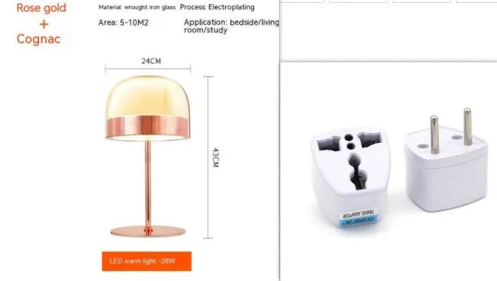 Nordic glass table lamp in light luxury style rose gold finish for living room bedside