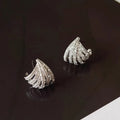 Women's geometric line design earrings in platinum zircon with electroplated finish