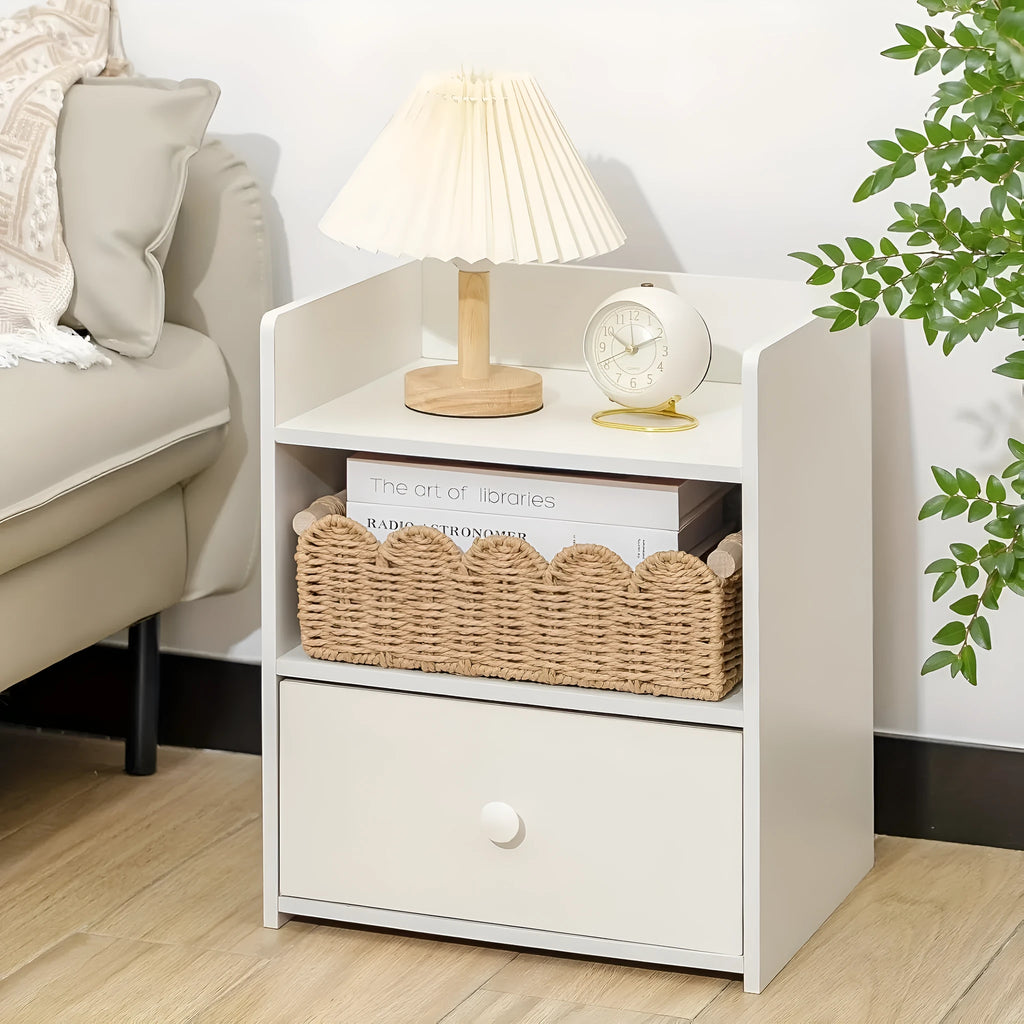 Woven paper storage basket in rectangular shape for desktop organisation