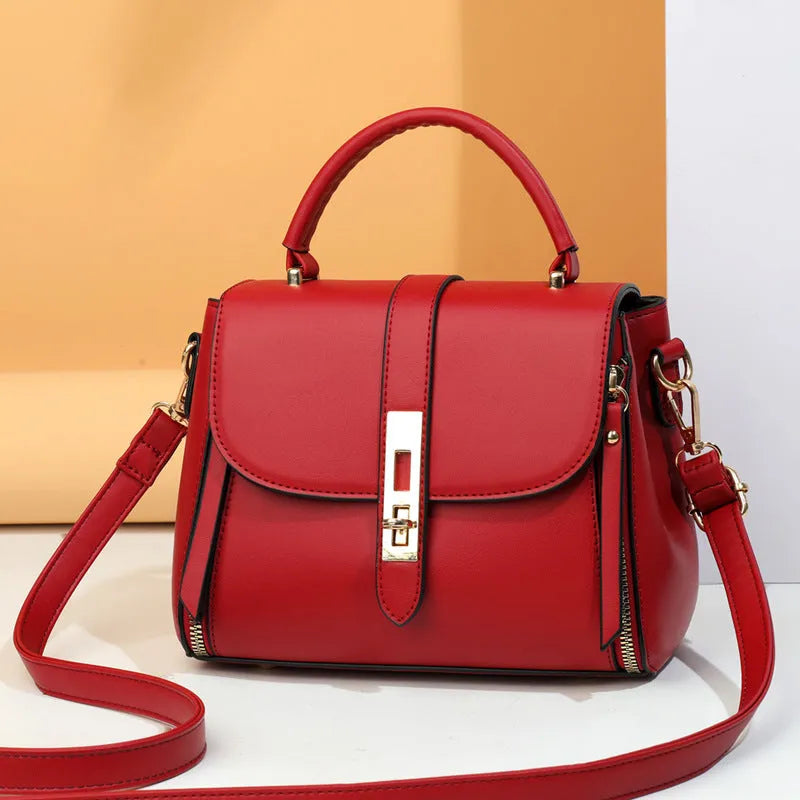 Soft PU leather women's shoulder messenger bag in square vertical shape with adjustable strap